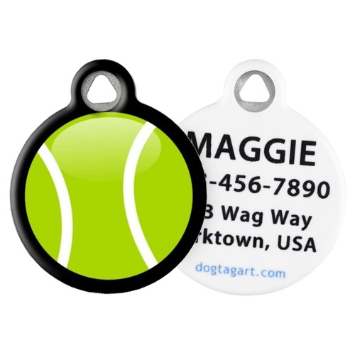 Dog Tag Art Tennis Ball Personalized Pet ID Tag for Dogs and Cats, Small .875" Diameter