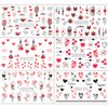 Romantic Heart Nail Stickers Valentines Day Water Transfer Nail Art Stickers for Nail Designs Valentine Nail Decals for Nail Art Supplies Cartoon Love Heart Sticker Nails for Women Nail Decorations