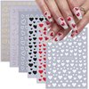 6 Sheets Valentine's Day Nail Stickers 3D Heart Nail Art Stickers Decals Black White Red Gold Silver Heart Nail Design Nail Decals Valentines Nail Supplies for Women Acrylic Nail Decoration DIY
