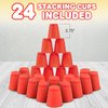 Gamie Stacking Cups Game with 18 Fun Challenges and Water Timer, 24 Stacking Cups, Sturdy Plastic, Classic Family Game, Idea for Boys and Girls Ages 3+ Olds, Tons of Fun