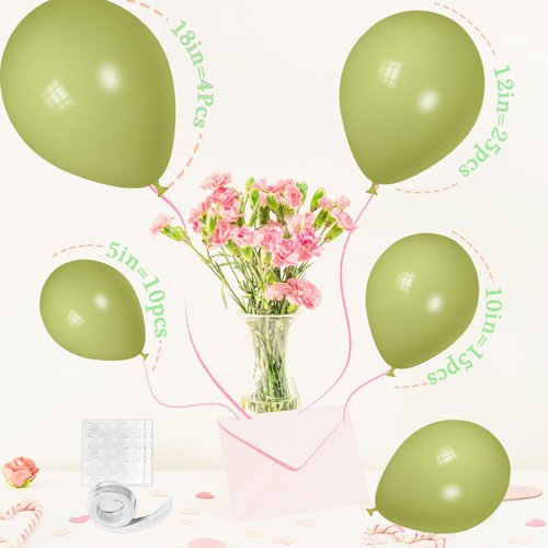 Green Balloons Arch Garland, Scmdoti Moon Green Balloons Different Sizes 18 12 10 5 Inches, Green Balloon Garland for Birthday Baby Shower Bridal Shower Wedding Jungle Party Decorations(Moon Green)