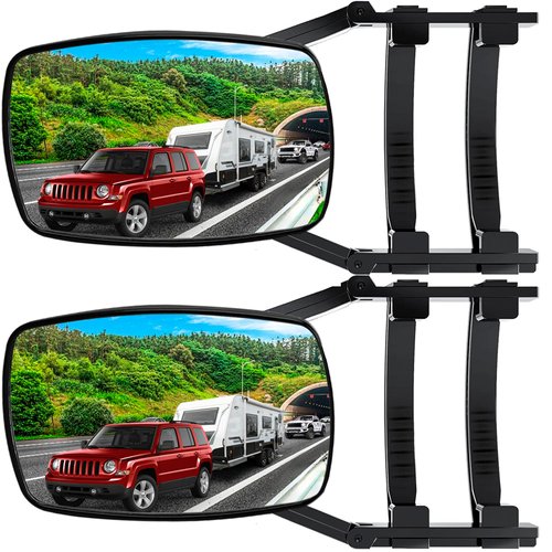 Mirror Extenders for Towing - Clamp-On Towing Mirror, Universal Tow Mirrors, 360 Degree Rotation Adjustable Towing Mirrors for Vehicle Car Truck Trailer, Black(2Pcs), by ZMCYNG