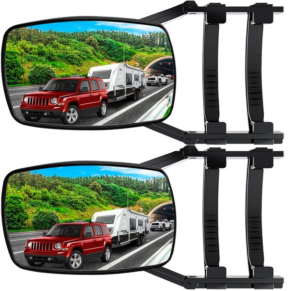 Mirror Extenders for Towing - Clamp-On Towing Mirror, Universal Tow Mirrors, 360 Degree Rotation Adjustable Towing Mirrors for Vehicle Car Truck Trailer, Black(2Pcs), by ZMCYNG