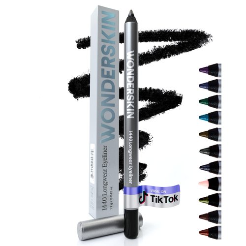 Wonderskin 1440 Longwear Black Waterproof Eyeliner Pencil - Sharpenable Black Eyeliner Pencil and Smudge Proof Eye Liner Pencils (Liquorice)