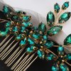 Rumtock Green Crystal Beads Long Hair Comb Handmade Hair Piece for Women Girls Wedding Bridal Hair Accessories (Green)