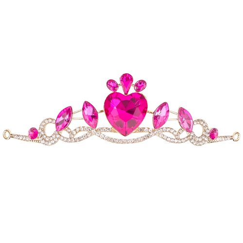CAVETEE Birthday Crown, Birthday Princess Tiara Hot Pink Happy Birthday Girl Crown Princess Tiara Birthday Decorations for Women and Girls
