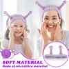 Sibba Face Wash Headband, Cute Cartoon Purple Coral Fleece Elastic Hairband for Facial Cleansing, Showering, Makeup, Spa, Sports, Yoga, Running, Beauty Skincare, One Size Fits Most, Women, Adult