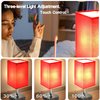 cozoo USB Bedside Table Desk Lamp with 2 USB Charging Ports and 2 Outlets Power Strip,Dimmable Table Lamp with White Fabric Shade, LED Light for Bedroom/Nightstand (Red)
