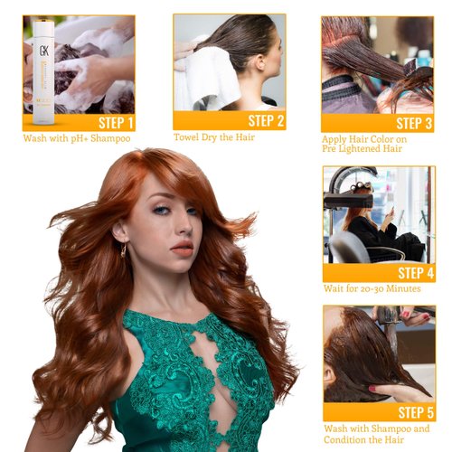 Global Keratin GK HAIR Professional Hair Color Cream Tube 3.4 Fl Oz Nourishing & Cleansing Colors for Styling High Performance Long Lasting Permanent Natural Toner Dye, Naturals - 7 Blonde