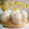 100 Pieces Construction Cupcake Topper Road Sign Birthday Cake Toppers Construction Theme Cupcake Toppers Construction Cake Decorations Construction Road Sign Picks for Kids Birthday Party Supplies