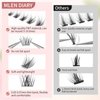 MLEN DIARY 132 Clusters Fox Eye Lash Clusters Wispy Cat Eye Lashes Individual Lash Extensions with Bottom Lashes 4D D Curl Manga Eyelash Extension Kit Fluffy Mink Lashes Natural Look Faux False Lashes