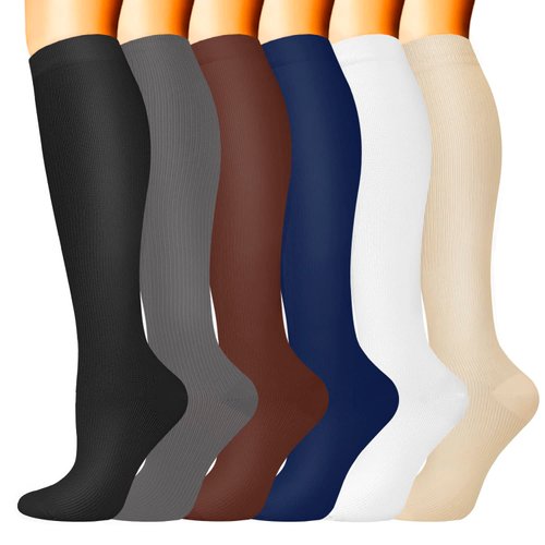 Copper Compression Socks for Women & Men 6 Pairs 15-20 mmHg is Best for Graduated Athletic, Running, Travel, Flight, Nurses