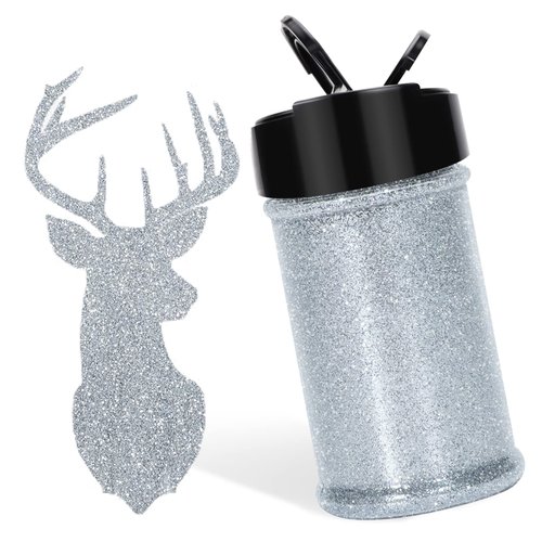 HTVRONT Silver Fine Glitter for Crafts - 50g/1.76oz Extra Fine Glitter for Resin, Portable Ultra Fine Glitter for Nails, Tumblers, Ornaments, Makeup, Body, Cosmetic, Candle, Slime Glitter Shaker Jar