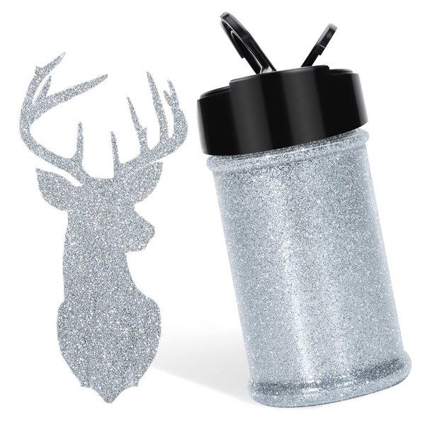 HTVRONT Silver Fine Glitter for Crafts - 50g/1.76oz Extra Fine Glitter for Resin, Portable Ultra Fine Glitter for Nails, Tumblers, Ornaments, Makeup, Body, Cosmetic, Candle, Slime Glitter Shaker Jar