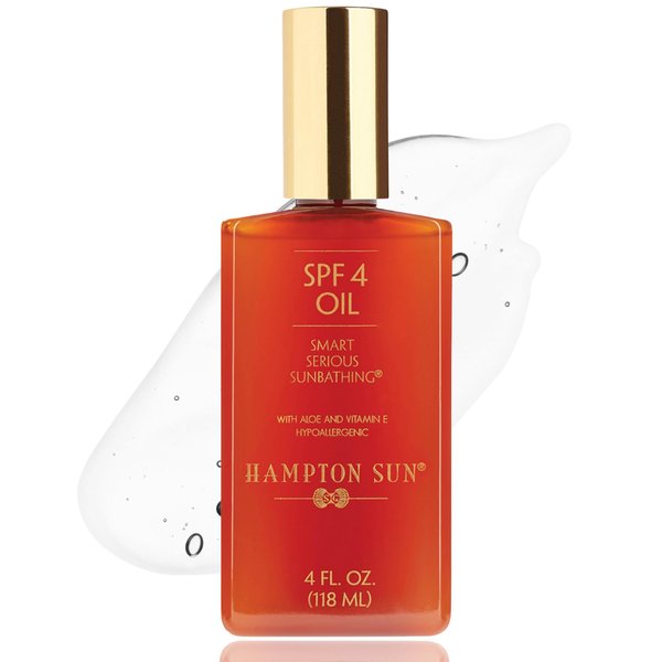 Hampton Sun SPF 4 Classic Sun Oil | Ultra-Hydrating Luxury Sunbathing Oil | Walnut Oil for Deep, Rich, Long Lasting Tan | Anti-Aging with Jojoba Oil, Vitamin E + Aloe Vera | Silky, Non-Greasy Finish