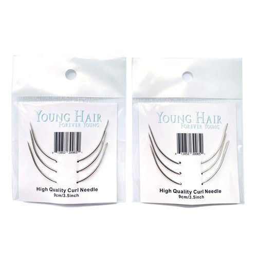 Young Hair 90mm C Shape Curved Hand Sewing Weaving Curl Needles for Human Hair Extension Sew-in(9cm, 6pcs/lot)