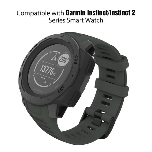 MoKo Watch Strap Compatible with Garmin Instinct Esports/Solar/Tactical/Tide Military Watch,Soft Silicone Adjustable Replacement Band Fit Garmin Instinct 2 Sports GPS Smart Watch - Graphit Gray
