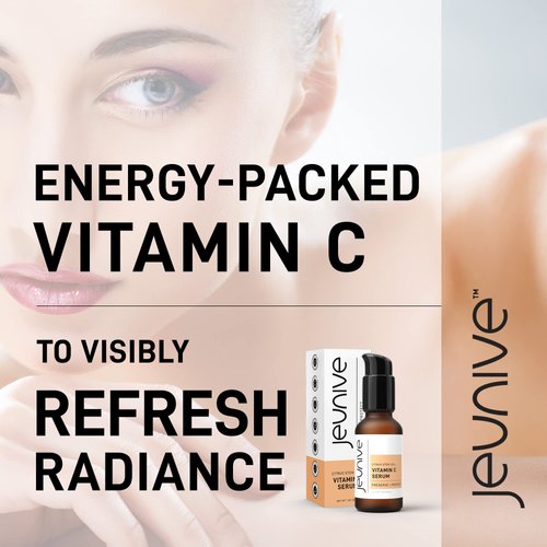 Jeunive Citrus Stem Cells Vitamin C Serum with Anti-Aging Hyaluronic Acid & Citrus Stem Cells | Day and Night Nourishment to Refresh and Even Blemishes for that Special Glow, 1 oz (28g)