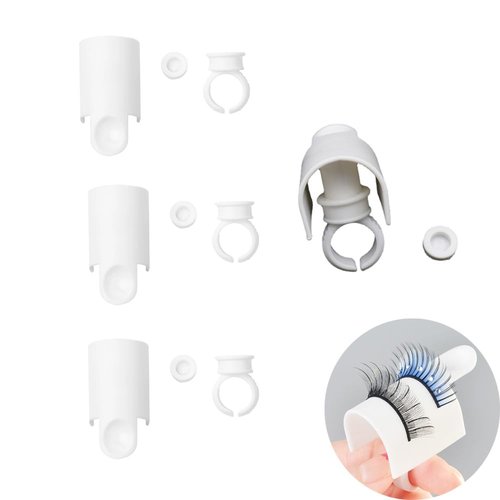 NentMent 4 Set Lash Rings Eyelash Extension Holder Stand U Shape Finger Held Lashes Plate Organizer Glue Ring Kit Eye Lashes Pallet Base for DIY False Eyelashes Grafting Tool Makeup