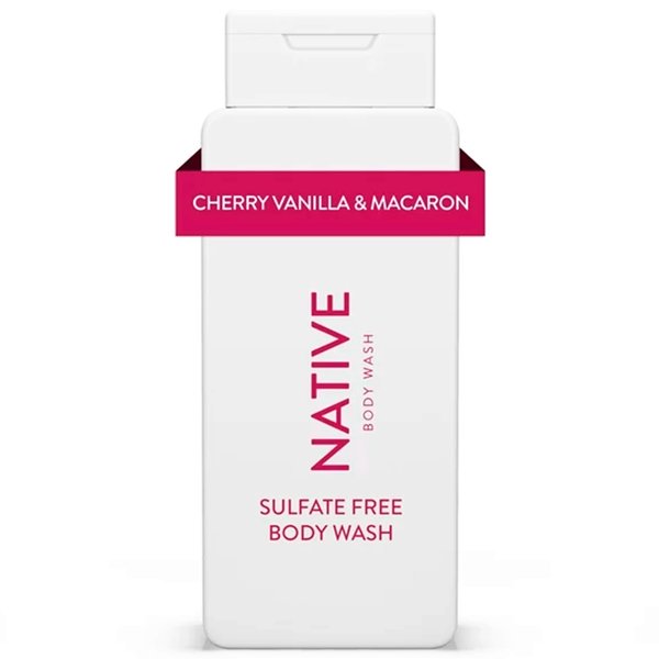 Native Body Wash - Cherry & Vanilla Macaron - Liquid Soap | Clean, Naturally Sourced Ingredients - Pack Of 01-18 Fl Oz - 532 ML