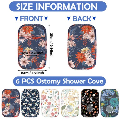 6 Pieces Ostomy Bag Covers Waterproof Ostomy Shower Cover Stretchy Lightweight Colostomy Bags Covers Shower Ostomy Wraps with Opening for Women Men Ileostomy Care Protector Odor Reducing Supplies