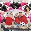 Soccer Party Balloon Garland Arch Kit, Black Hot Pink Balloon Decorations with Soccer Foil Balloon for Women Girls Kids Birthday Sports Party, Soccer Football Theme Birthday Party Decor Supplies