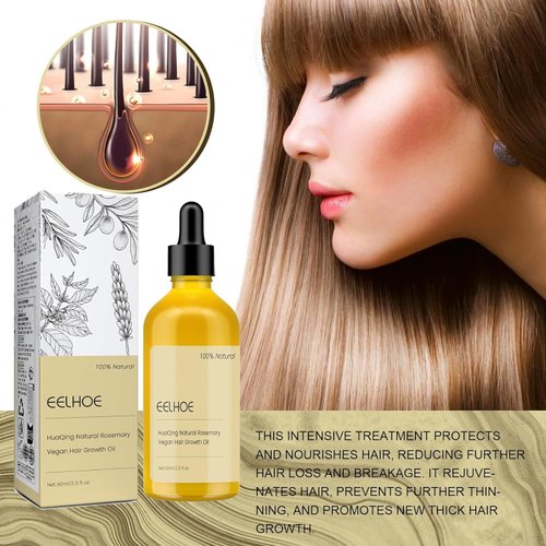 180 ML Eelhoe Hair Growth Oil, Carvenchi Veganic Natural Hair Growth Organic Rosemary Oil for Dry Damaged Hair and Growth Thin Hair.