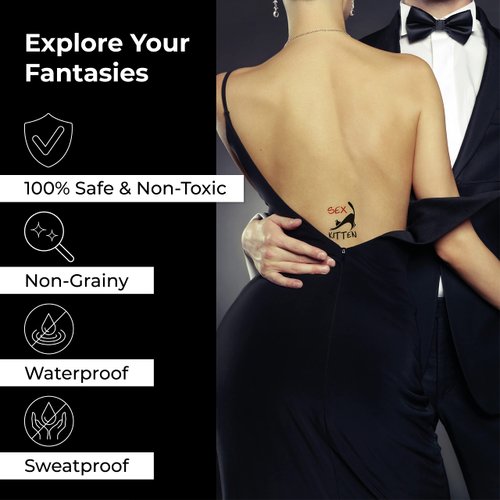 40+ Sexy Naughty Temporary Tattoos for Women Ladies- Adult Fun for Lower Back Legs Arms Butt Stomach