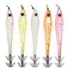 OriGlam 5pcs Luminous Squid Jigs Hook Fishing Lures Baits, Shrimp Prawn Tackle Hooks Lure, Stainless Steel Squid Hooks Glow in Dark for Saltwater Fishing Octopus Cuttlefish Hook Set