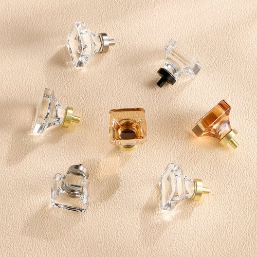 coolnews 8 Pack Crystal Glass Drawer Knobs Brushed Brass/Gold Cabinet Knobs Square Dresser Knobs and Pulls for Kitchen Cupboard 1-3/8 Inch