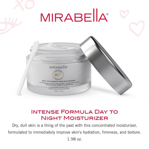 Mirabella Intense Formula Day to Night Face Moisturizer - Anti-Wrinkle Night Cream for Mature Skin, Collagen & Peptide-Rich Hydrating Cream, Reduces Fine Lines & Dark Spots, Beauty Sleep Essential