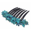 Thai Hair Comb, 4 x 3.5 Inch, Turquoise, Synthetic, Handmade From Thailand, Ornamented Along top of Heading with Stone & Crystal, Ideal for French Twist Hairstyle, Women attending formal events