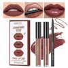 MAEPEOR All In One Lip Kit 3 In 1 Smooth Lipliner Lipgloss and Lipstick Set with Matte Velvet Liquid Lipstick Hydrating Moisturizing Lip Gloss and Creamy Lip Liner (Kit 03, Cinnamon Bun)