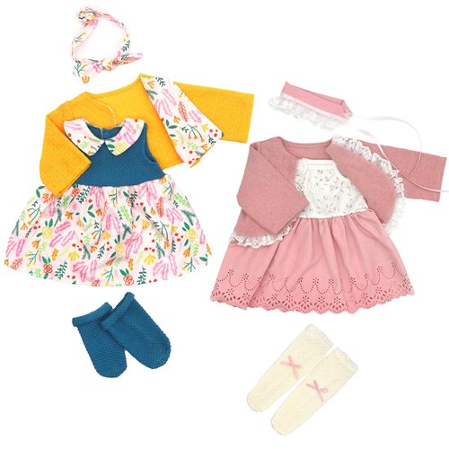 20 Inch Doll Clothes Outfits Doll Dress with Coat, Headband Socks 2-Packs for 20-22 Inch Doll (Not Include Doll)