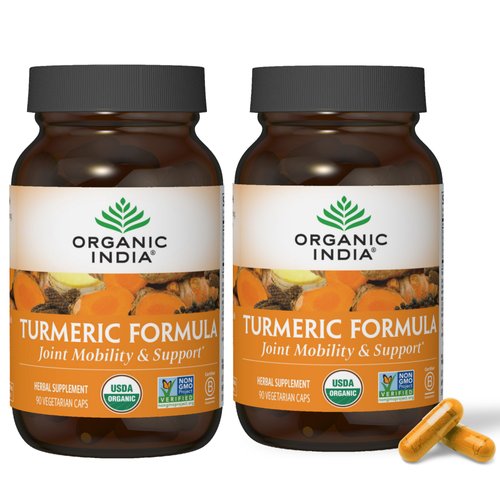 ORGANIC INDIA Turmeric Curcumin with Black Pepper - Herbal Supplement, Joint Support & Immune System Support, Whole Root Supplement, Trikatu, USDA Certified Organic - 360 Capsules