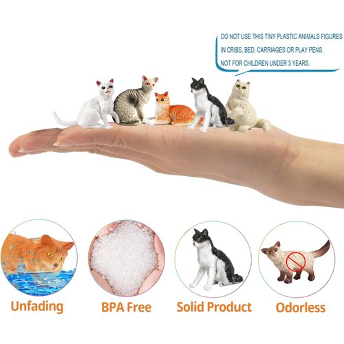 SNDAUPDAY 12PCS Mini Cat Figurines Toy Set, Plastic Cat Figures Playset, Hand Painted Realistic Kitten Toys, Cake Toppers Easter Eggs Christmas Birthday Gift for Kids Toddlers