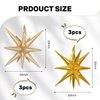 6 Pcs Star Foil Balloons One-Piece 14-Pointed Star Balloons 4D Starburst Cone Mylar Balloons 22inch Christmas Birthday Wedding Wedding Anniversary Party Supplies(Gold + Caramel Colour)
