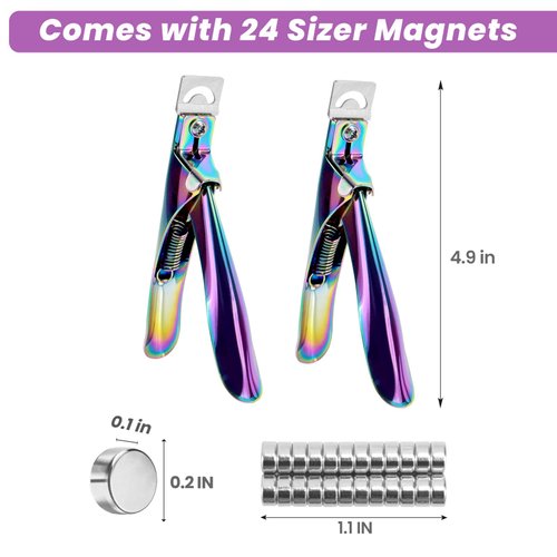 Acrylic Nail Clippers with Sizer Magnets 2pcs, Inartato Fake Nail Tips Cutters for Nail Tips Professional Manicure Tools Acrylic Nail Art Supplies (Rainbow)