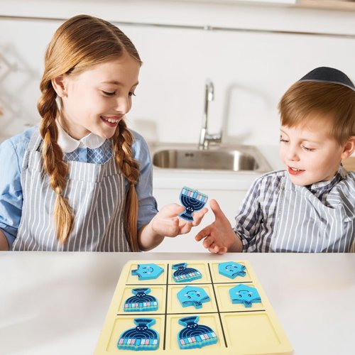 Rite Lite Hanukkah Tic Tac Toe Game - Jewish Board Game Wooden Display Chanukah Gifts for Kids Holiday Party Favors Judaism A Perfect Family-Friendly Party Game Fun & Educational Festival of Lights