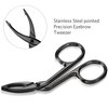 Hicarer 3 Pcs Eyebrow Tweezers Scissor Handle Straight Tip Scissor Shaped Eyebrows Tweezers for Hair Plucker Remover Facial Hair Eyebrows Care Wig Plucking for Women men (Black Plated)