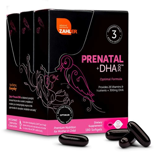 Zahler Prenatal Vitamin with DHA & Folate - DHA Supplements & Prenatal Multivitamin for Mother and Child - Kosher Prenatal DHA Prenatal Vitamins with Iron, Pre Natal Softgels 180 Count