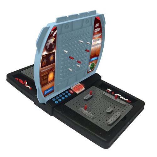 LEXIBOOK Talking Sea Battle (French, English, Spanish, Portuguese), Electronic Board Game 1 or 2 Players, Interactive, Light and Sound Effects, Strategy, batteriy Operated, Grey/Black, GT2800i1