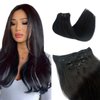 Clip in Hair Extensions Real Human Hair Black Remy Hair Extensions Clip in Human Hair for Black Women 12 Inch Short Seamless Natural Black Hair Clip in Extensions 5pcs 70g with Thick Ends