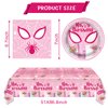 Pink Spider Party Tableware, Spider Pink Ghost 20 Plates 20 Paper Napkins and 51''x86'' Tablecloth，Super Girl Hero Birthday Party Supplies