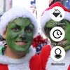 6Pcs Christmas Cosplay Makeup Kit,Highly Pigmented Christmas Face Paint,Green Face Makeup,Green Face Paint,Green Face Piant+Sponges+Setting Powder+Black Face Paint Stick+Santa Hat