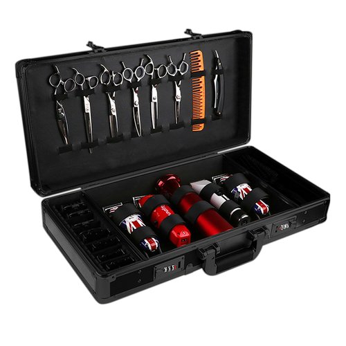Gdrasuya10 Portable Barber Carrying Case, Professional Barber Supplies Case with Coded Lock, Barber Case Organizer, 21.6 x 10.6 x 4in, Barber Tool Box for Hair Stylists, Makeup Artists (All Black)