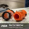 7 in 1 Survival Whistle Multi-Case with LED Flashlight Compass Mirror - Orange