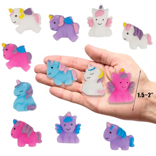 Cllayees 24 Pcs Squishy Toys, Unicorn Kawaii Mochi Squishies, Unicorn Party Favors Stress Relief Toys, Goodie Bags Christmas Birthday Gifts Classroom Prizes for Kids (Unicorn)