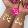 Bachelorette party favors - Drunk in LOVE, bridal party, bridesmaid tattoo, bride, hens party, wedding party, SET OF 12 gold tattoos
