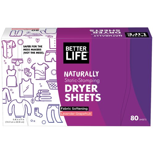 Better Life Dryer Sheets, Lavender Grapefruit, 80 Count, 2422